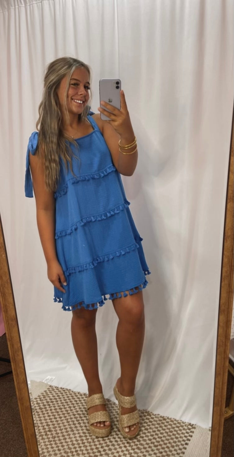 Royal Tiered Pom Dress