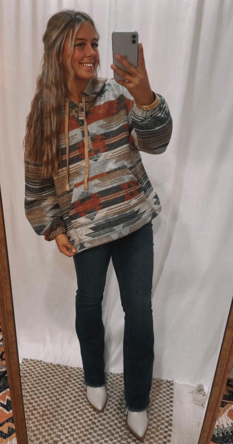 Alex Aztec Button Pullover