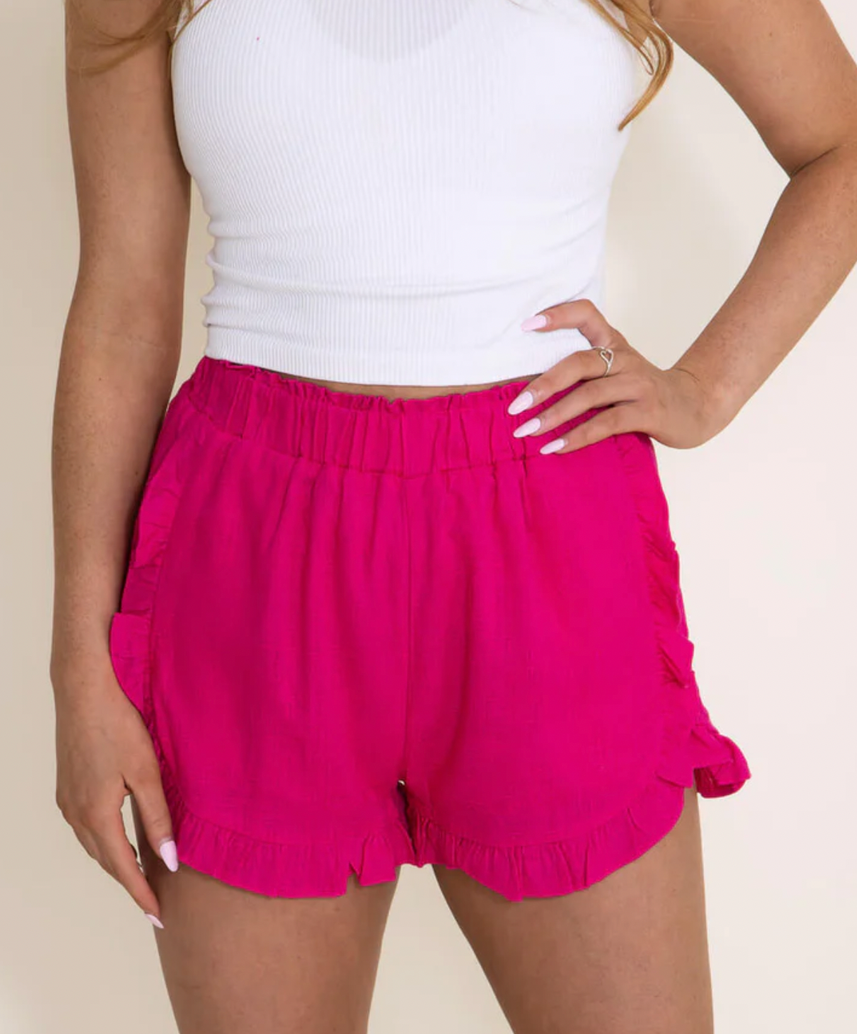 Carley Linen Shorts - Hot Pink