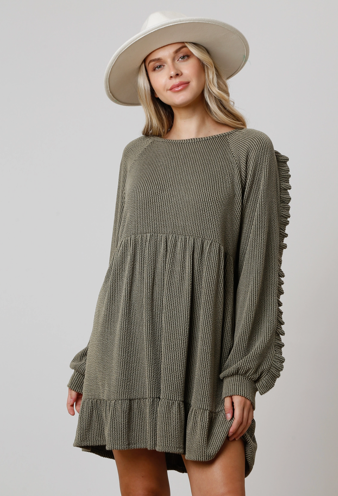 Allison Ribbed Long Sleeve Ribbed Dress - OLV