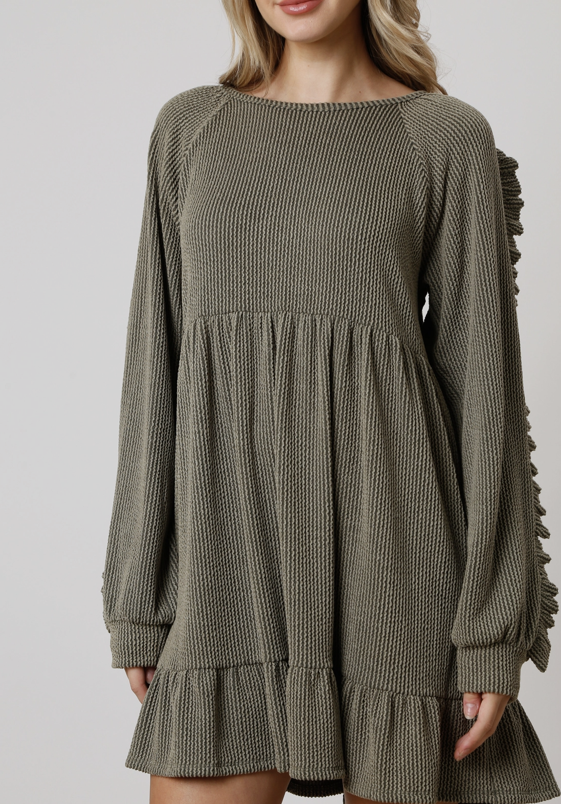 Allison Ribbed Long Sleeve Ribbed Dress - OLV