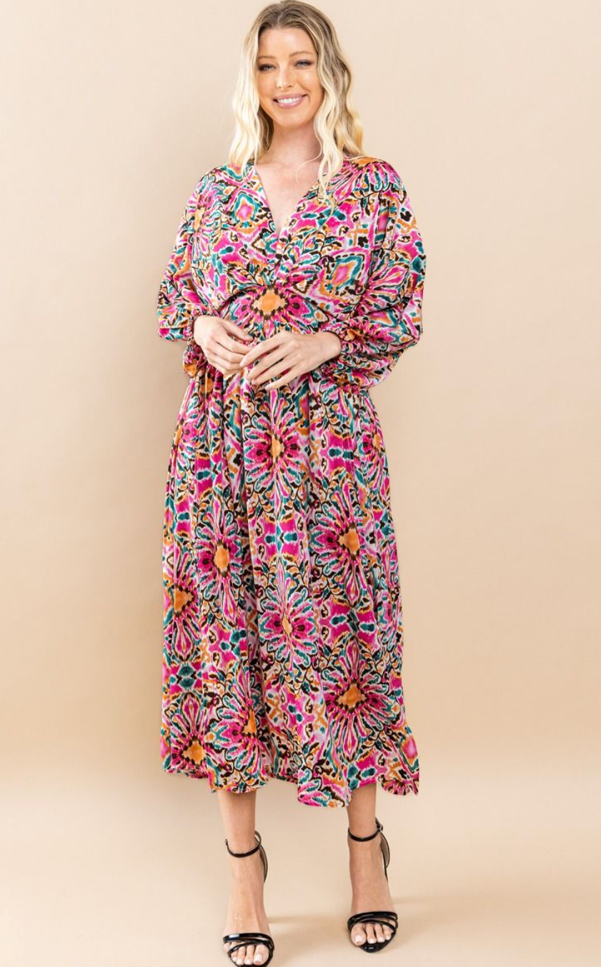 Jackie Abstract Smocked Maxi