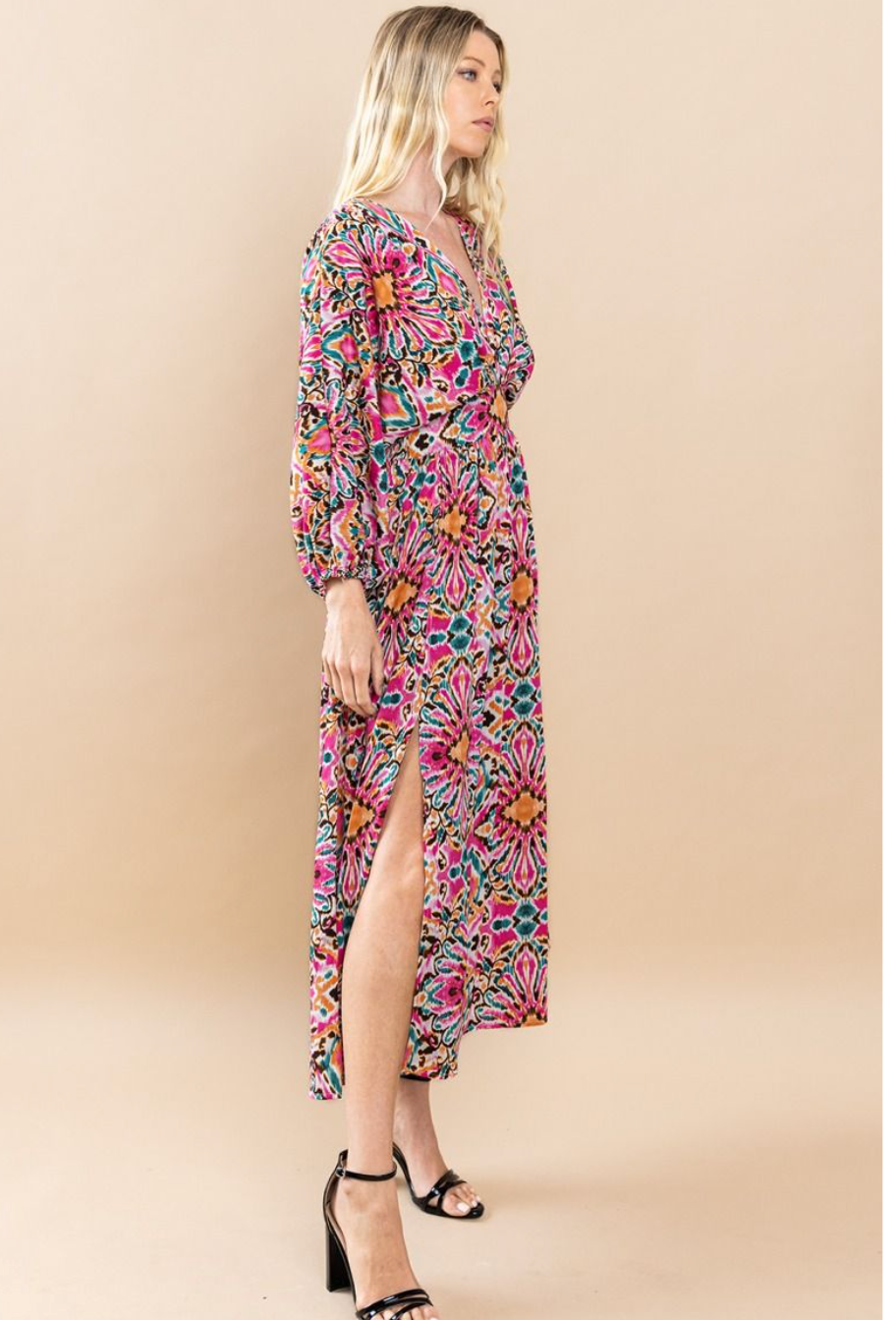 Jackie Abstract Smocked Maxi