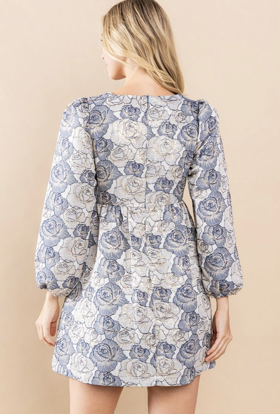 Got The Blues Jacquards Floral Dress