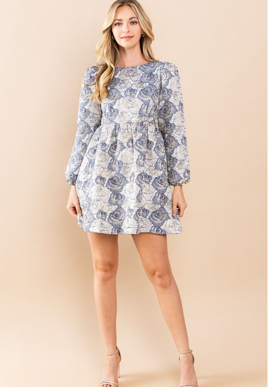 Got The Blues Jacquards Floral Dress