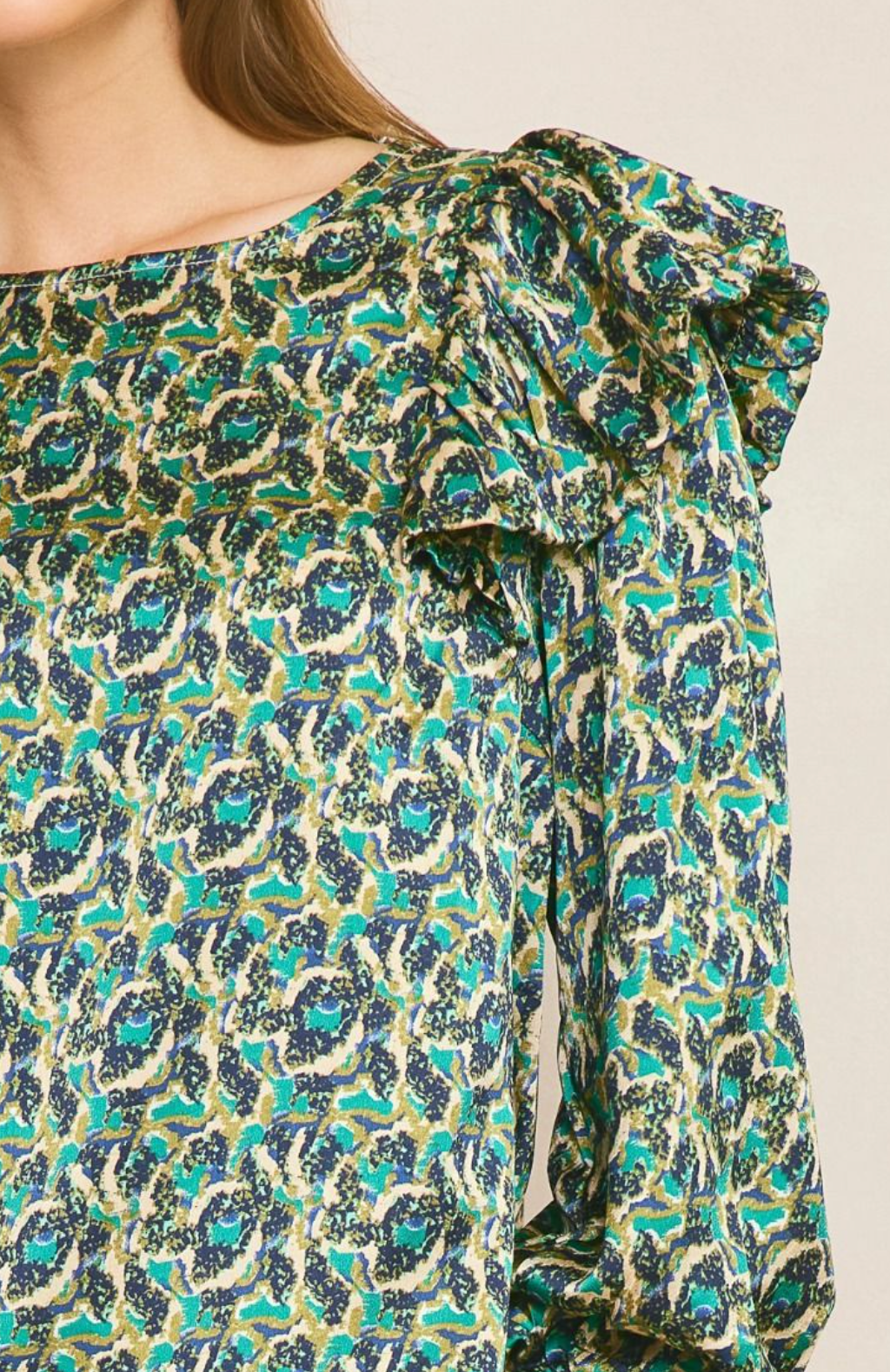 Darcy Printed Smocked Cuff Top