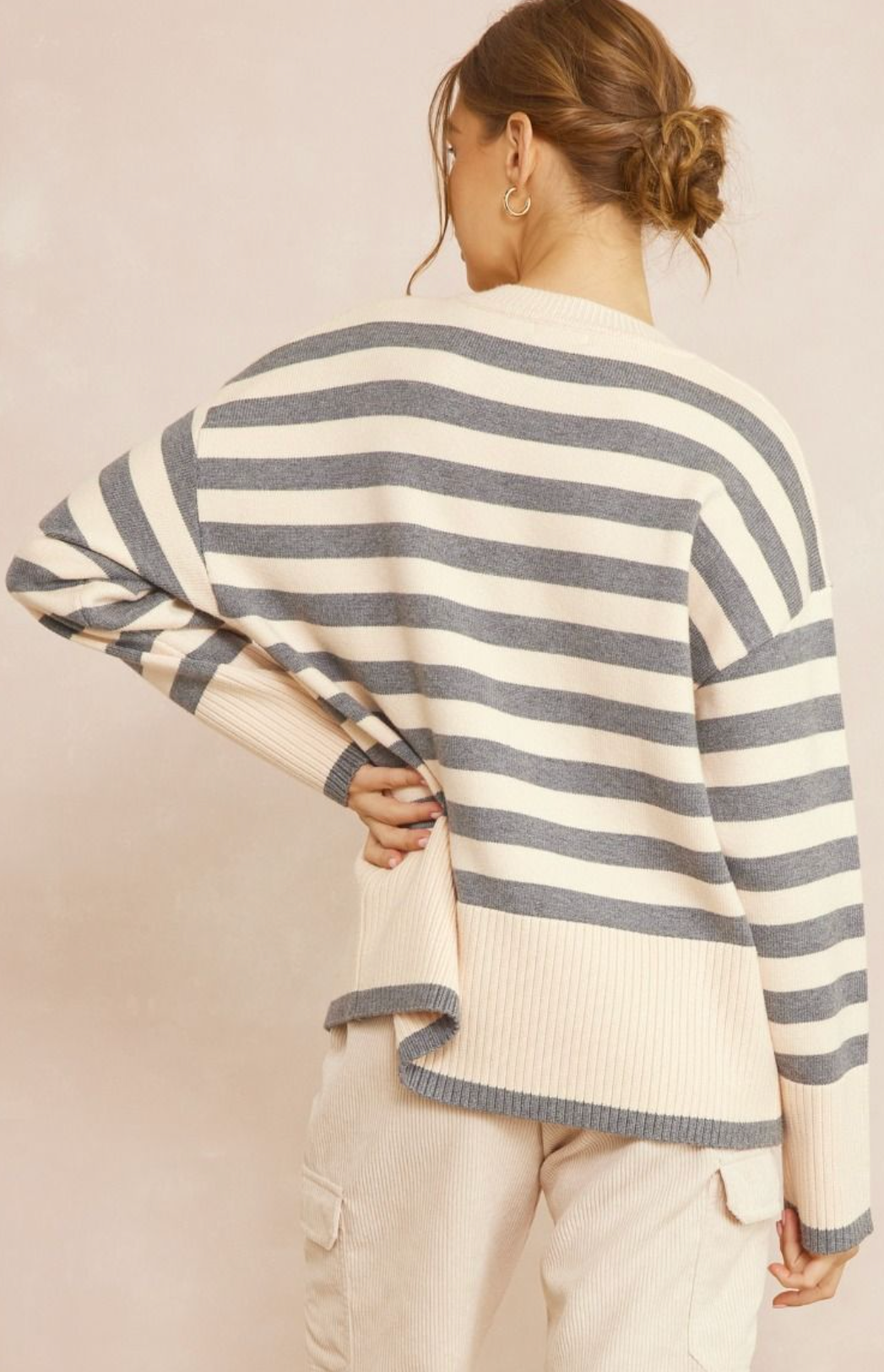 Sarah Striped Sweater -Grey