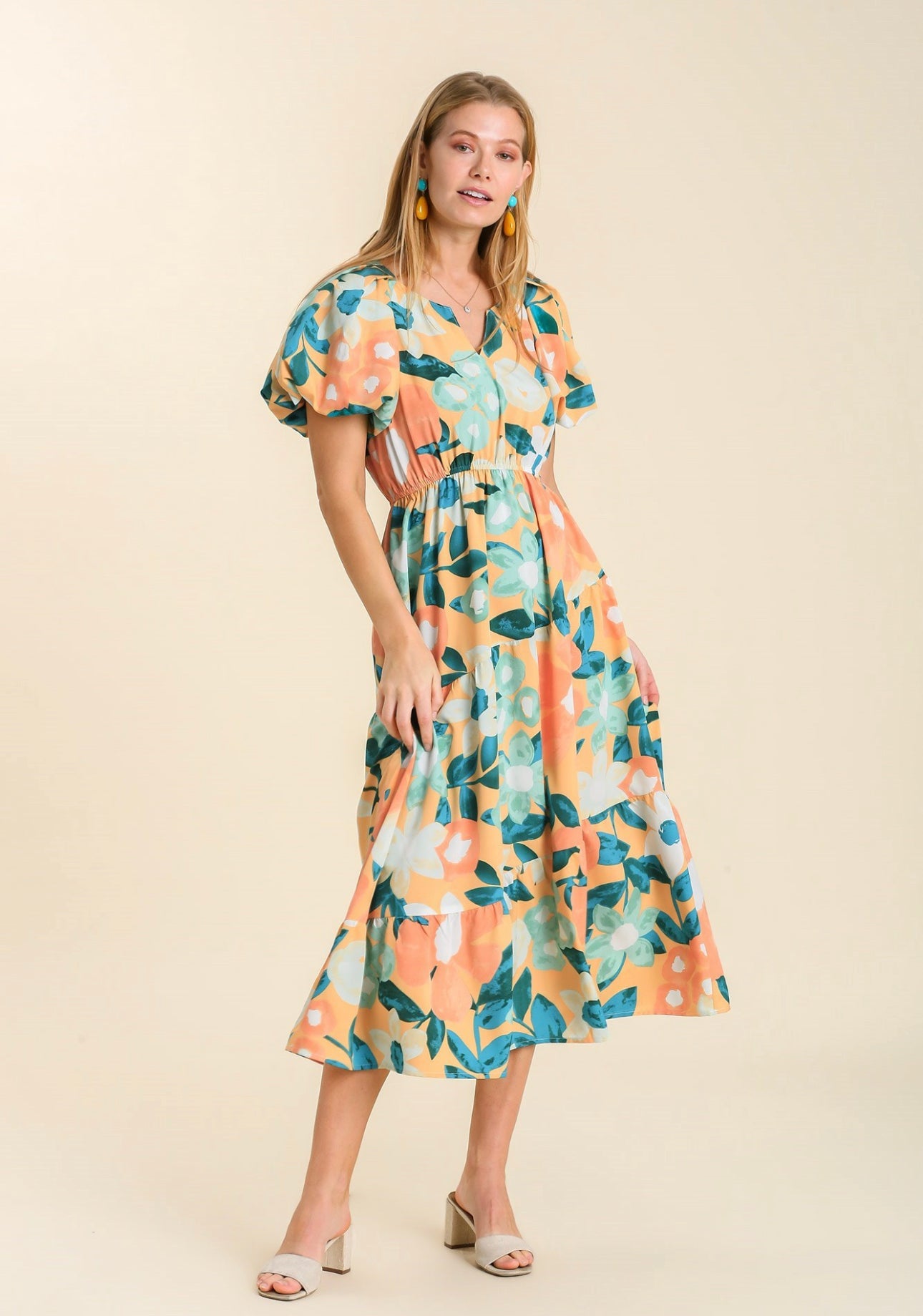 Carissa Tiered Floral Midi