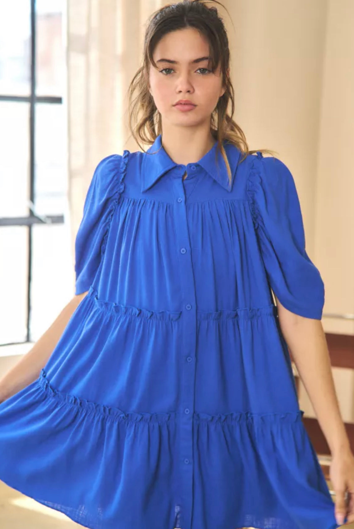 Kelsey Tiered Babydoll Dress - Royal