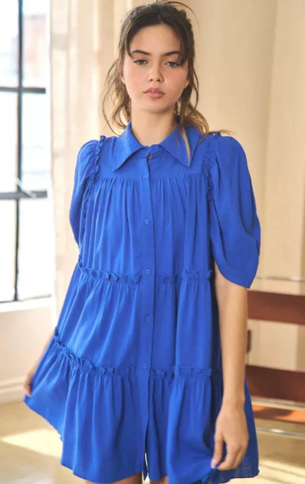 Kelsey Tiered Babydoll Dress - Royal