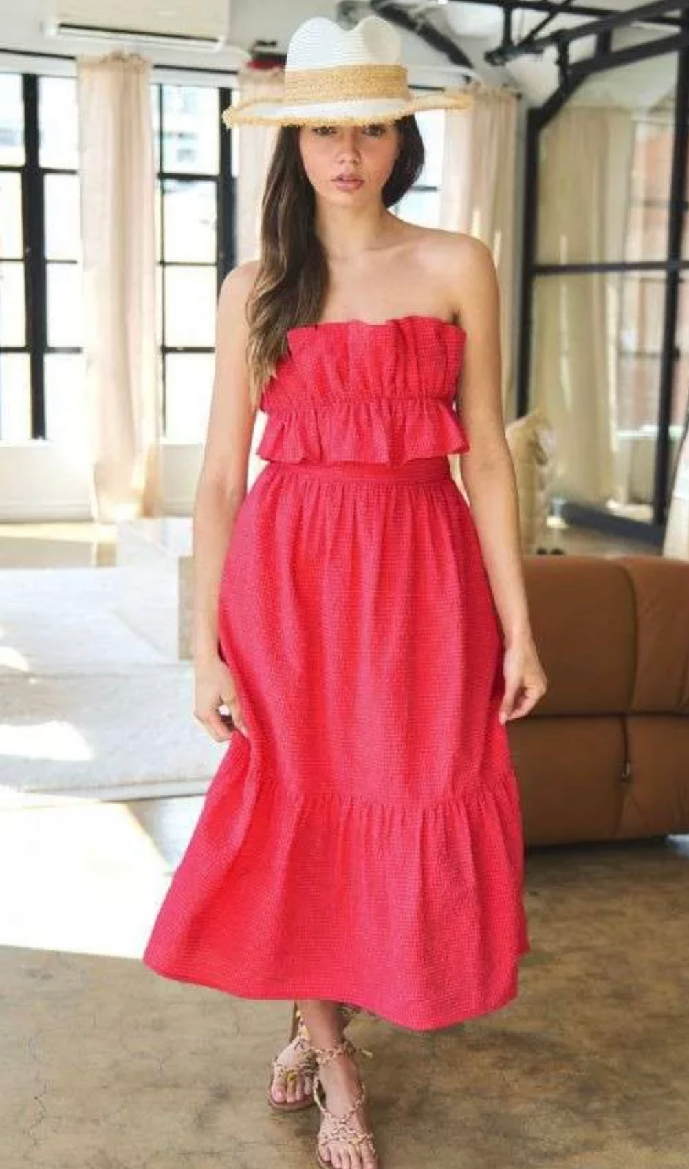 Lora Strapless Ruffle Dress