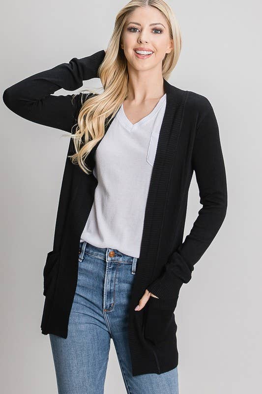Mia Black Open Cardigan