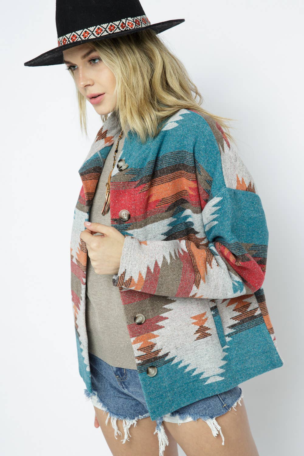 Weston Aztec Shacket - Teal