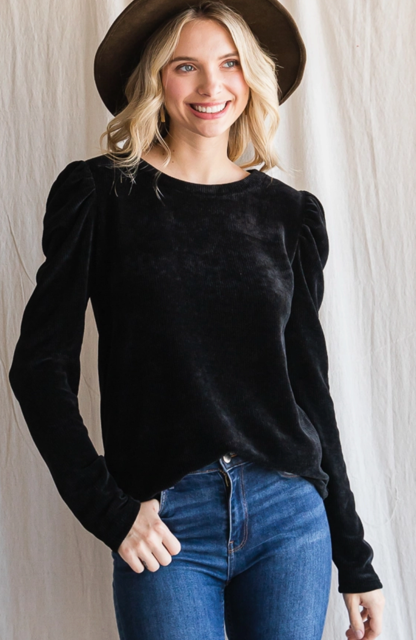 Embrace The Moment Chenille Puff Top