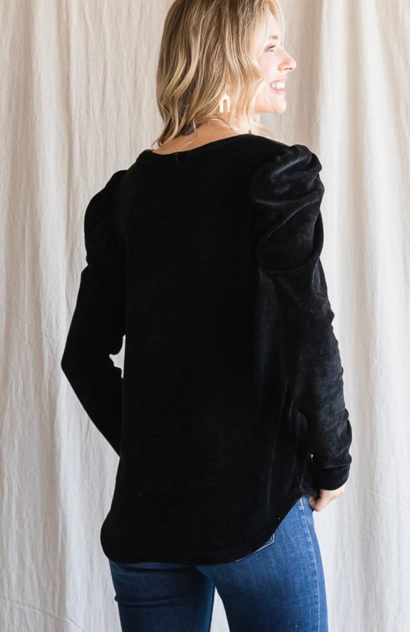 Embrace The Moment Chenille Puff Top