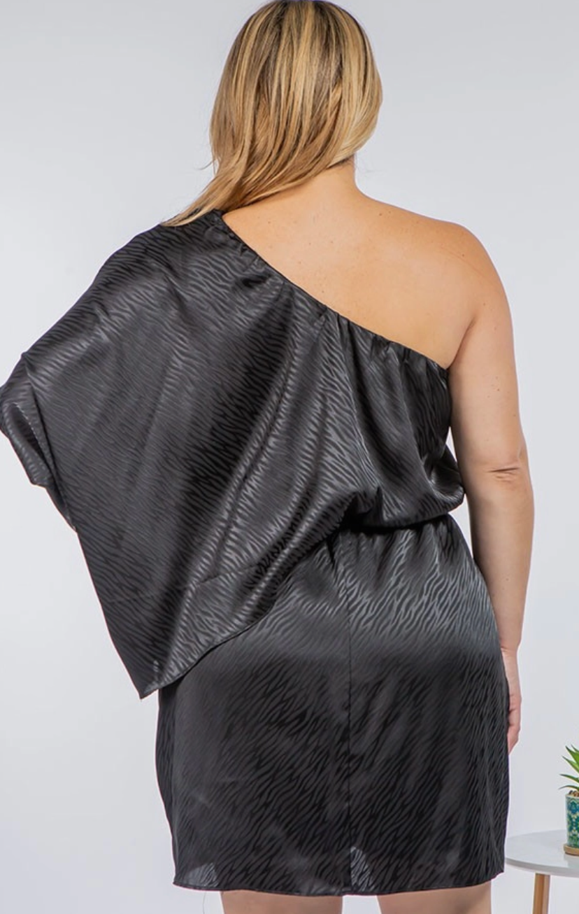 Making A Statement Satin Dress - Black