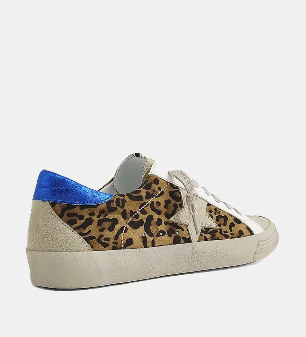 Pilar Leopard Sneakers With Blue- Shu Shop