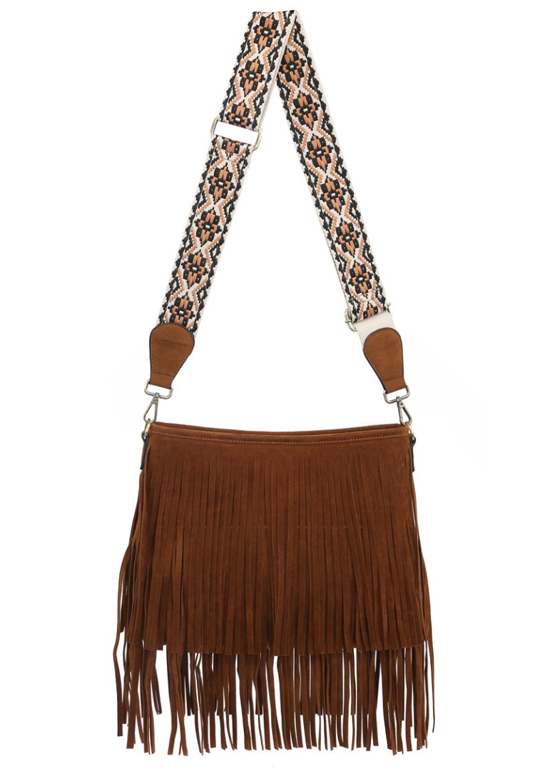 Sadie Fringe Crossbody - DK Brown