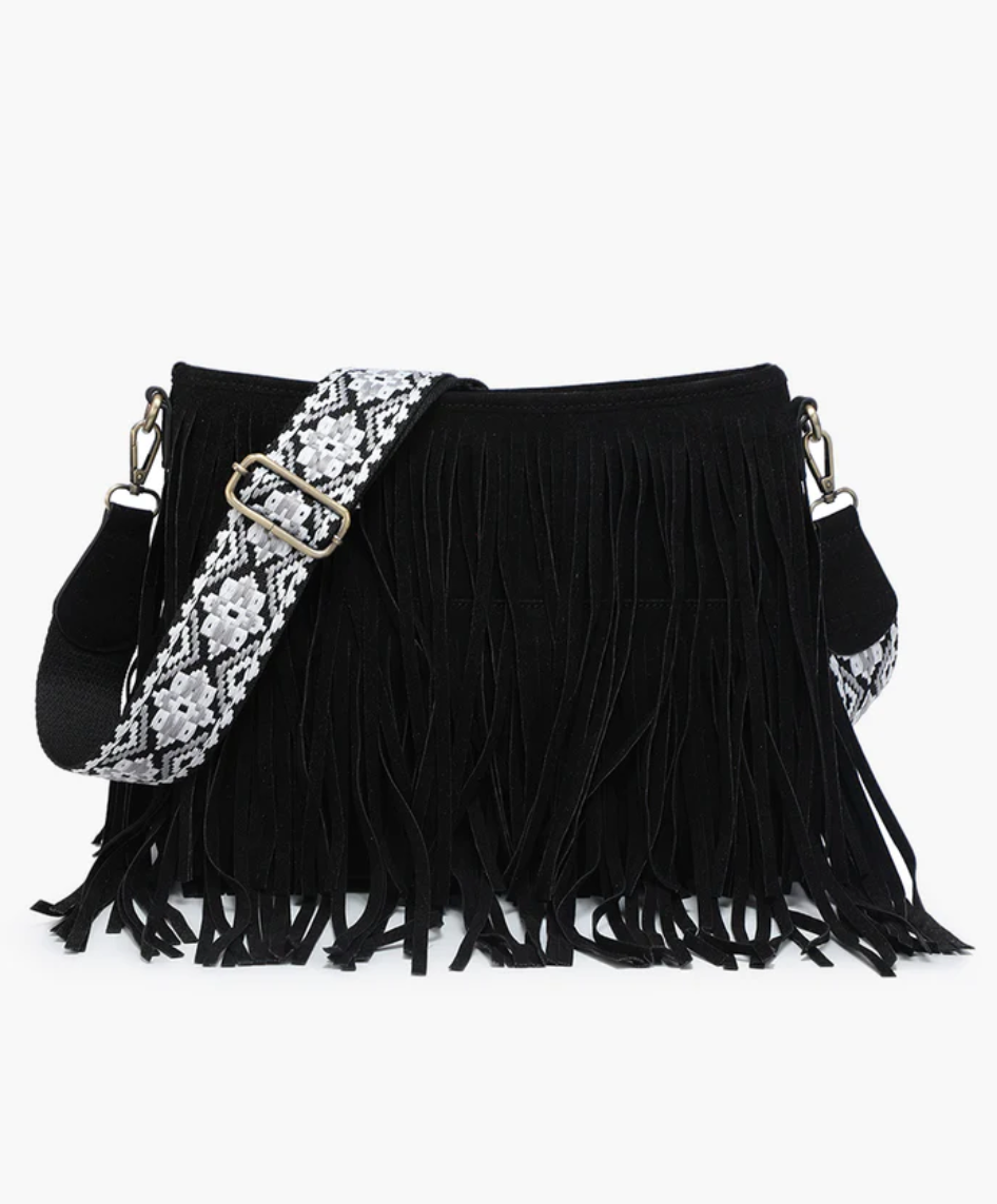 Sadie Fringe Crossbody - Black