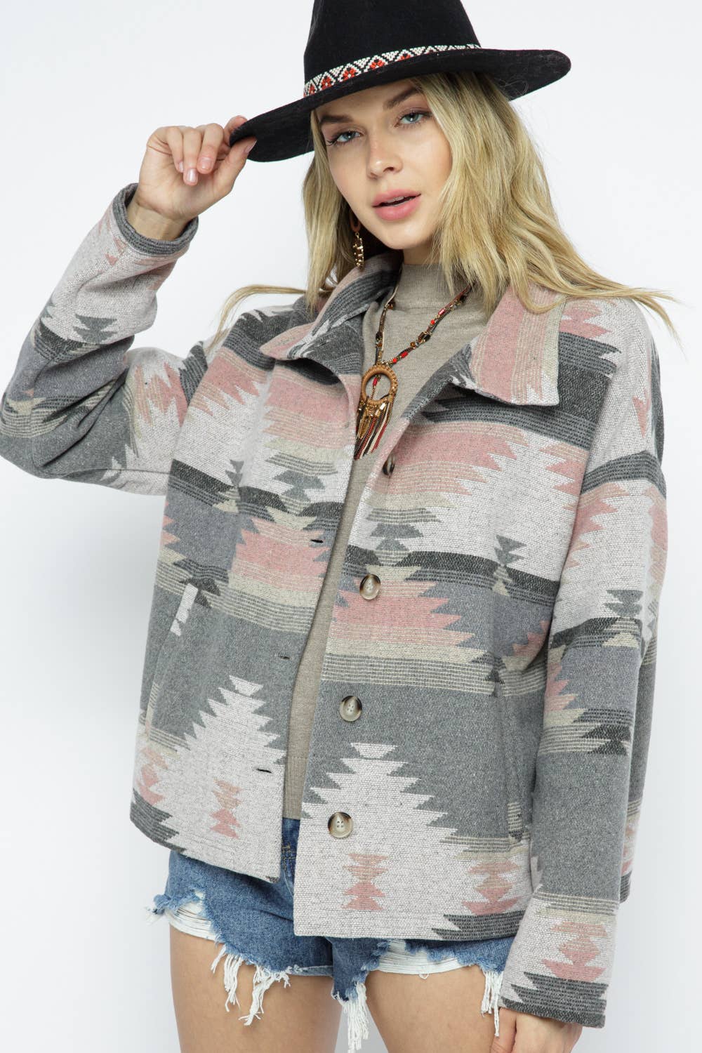 Weston Aztec Shacket - Grey