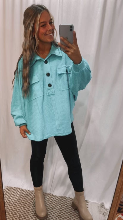 Katie Oversized Button Pullover