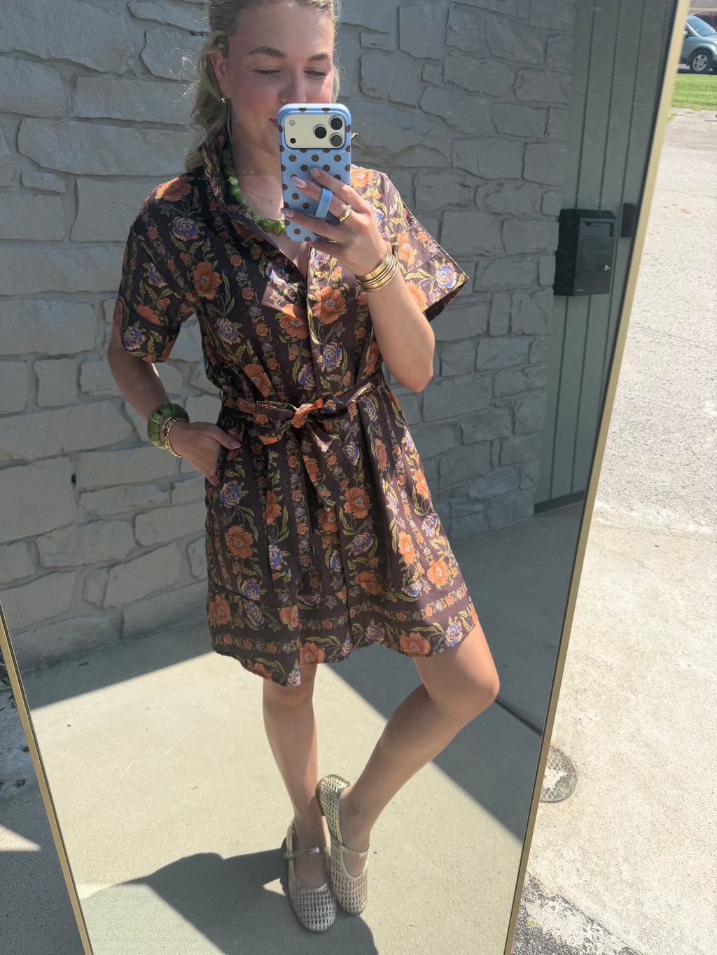 Remi Chocolate Floral Ruffle Neck Dress