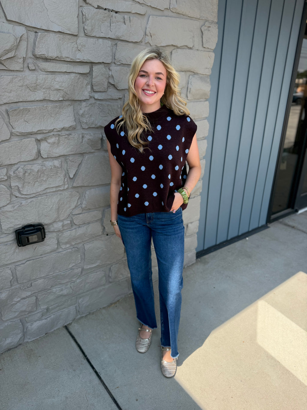 Melanie Polka Dot Sweater Tank