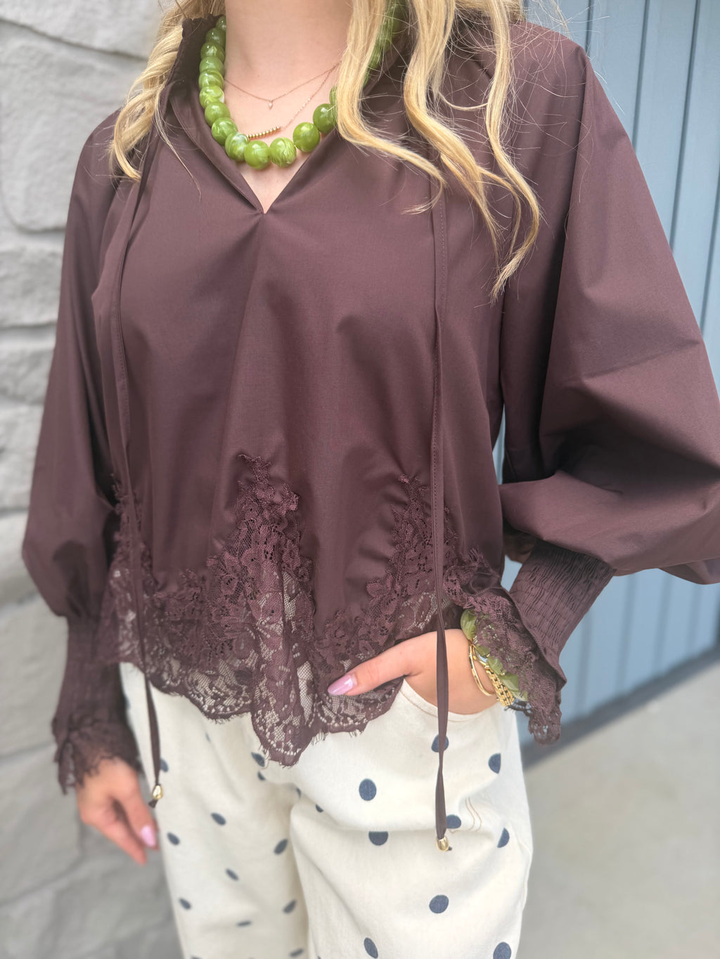 Tyler Lace Long Sleeve - Chocolate