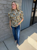 Jane Floral Top - Olive/Rust
