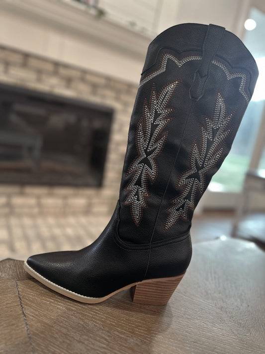 Ainsley Western Boots - BLK