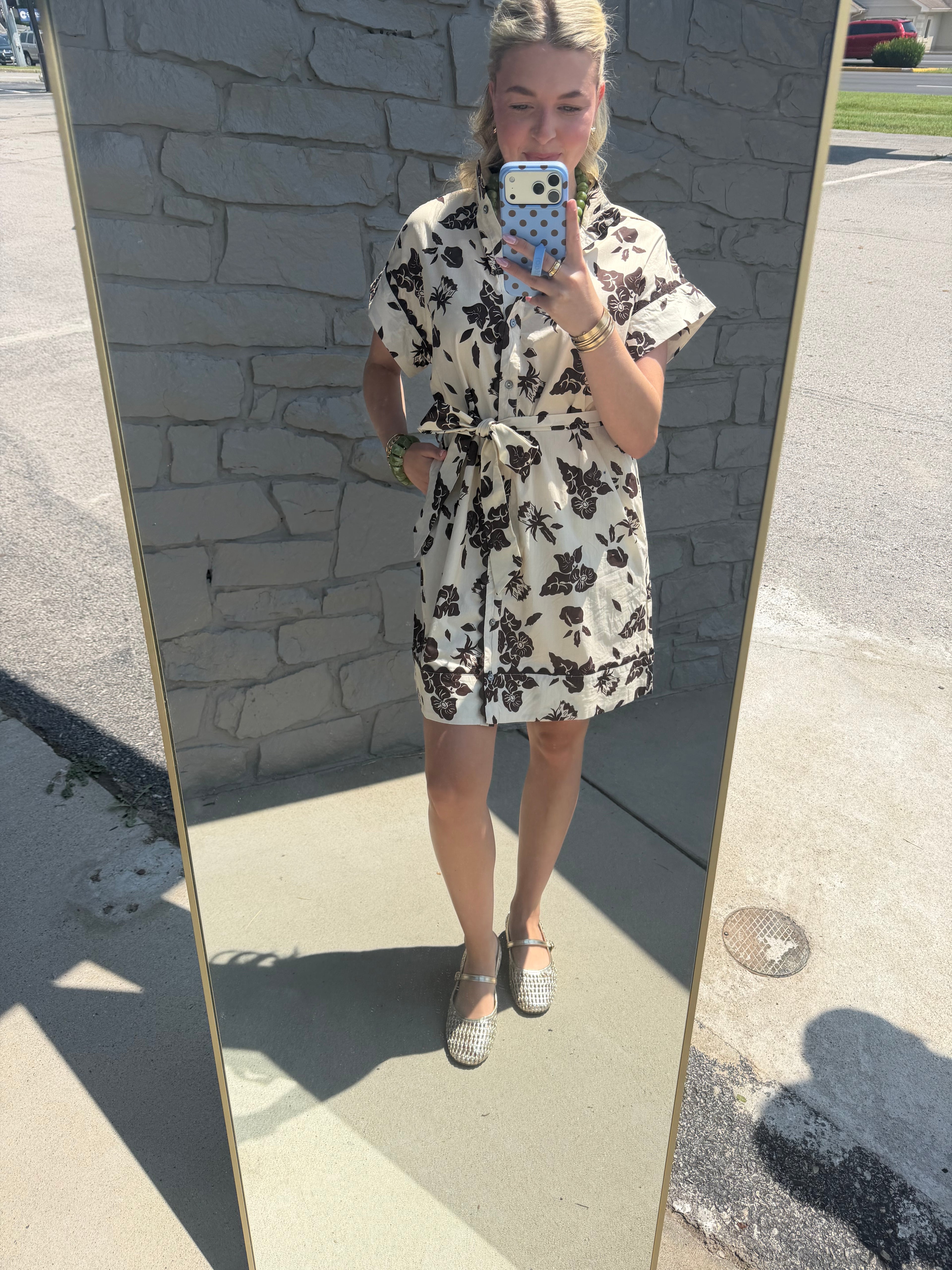 Cream & Brown Floral Dress