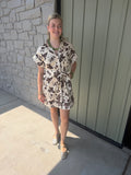 Cream & Brown Floral Dress