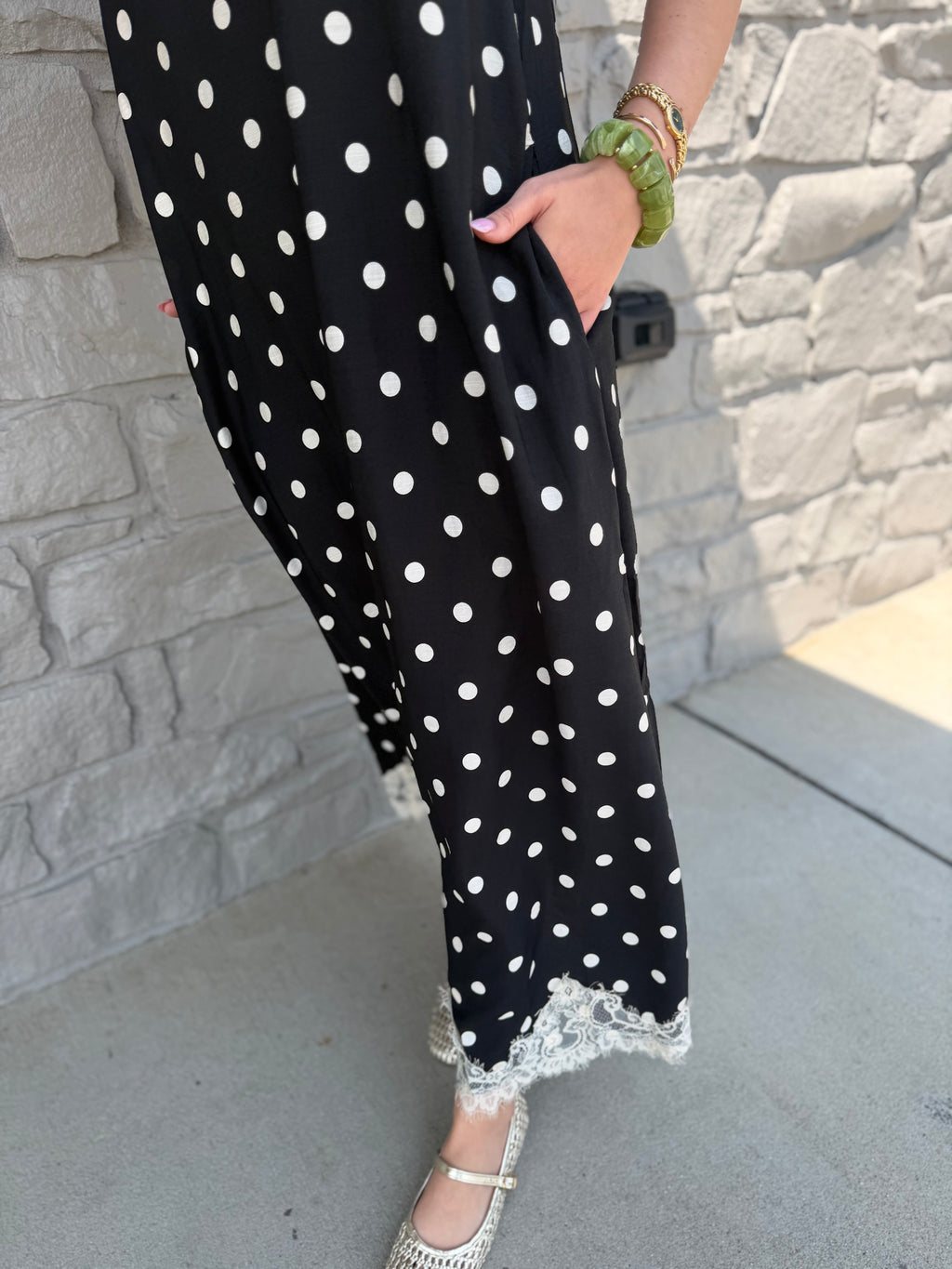 Hannah Polka Dot Lace Maxi - BLACK