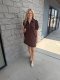 Casey Chocolate Ruffle Zip Dress