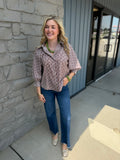 Brown Polka Dot & Stripes Top