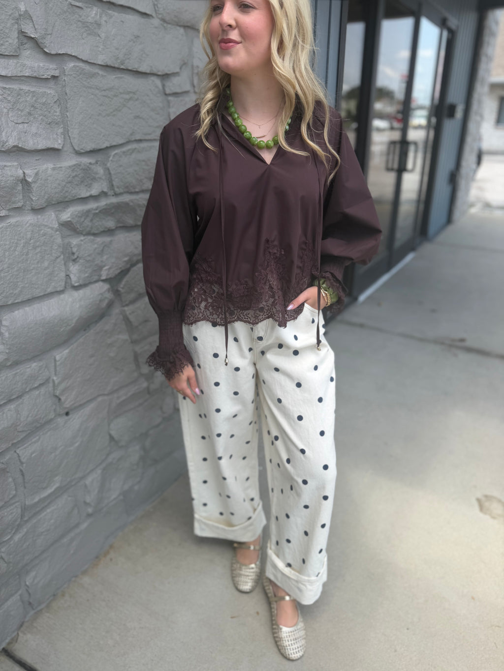 Tyler Lace Long Sleeve - Chocolate