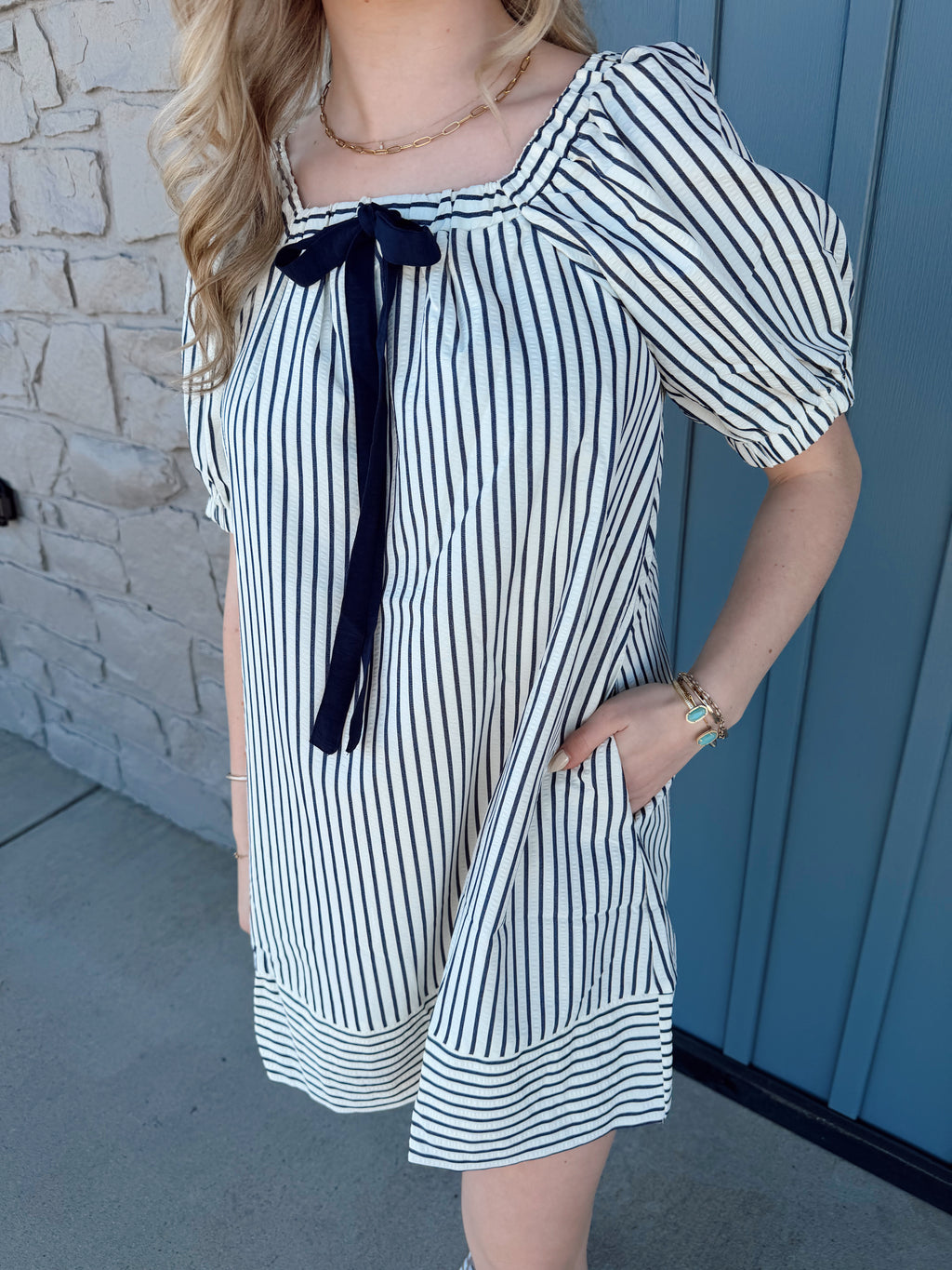 Quinn Striped Bow Dress