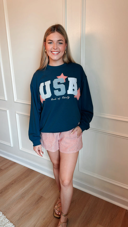 USA Land of Liberty Sweatshirt- Navy