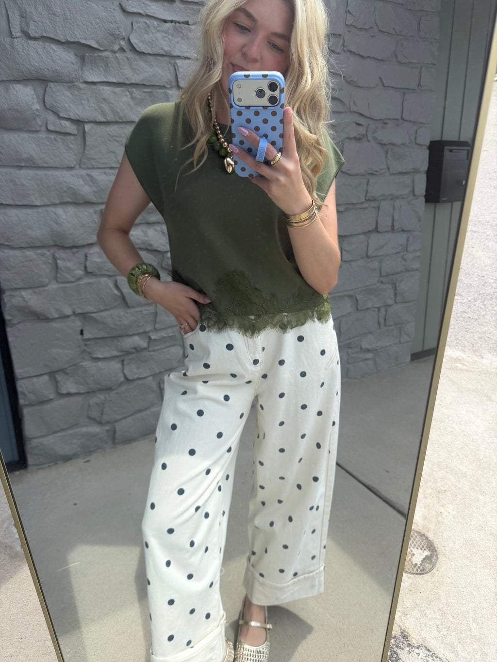 Darcy Lace Top - Olive