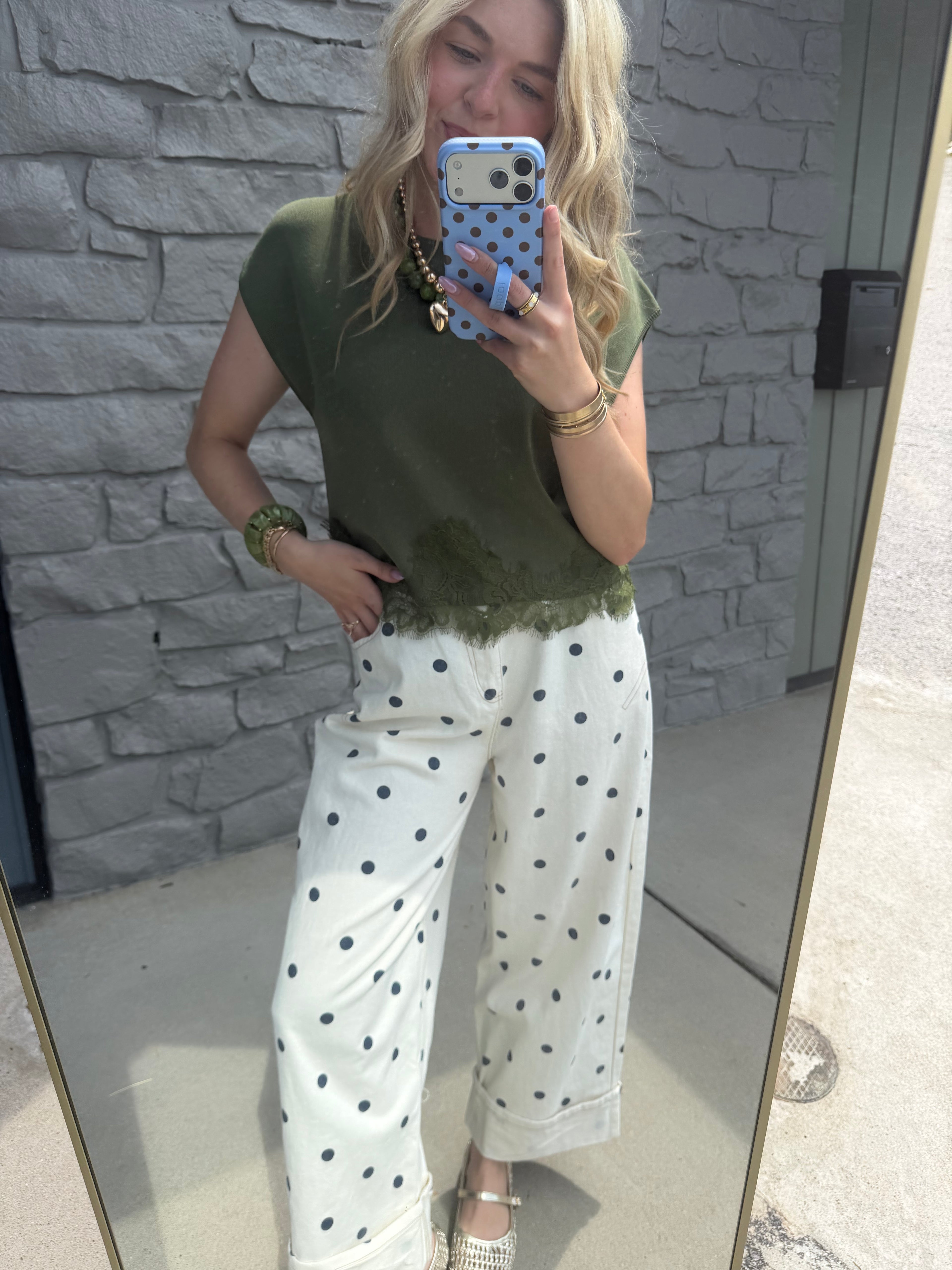 Darcy Lace Top - Olive