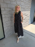 Hannah Polka Dot Lace Maxi - BLACK