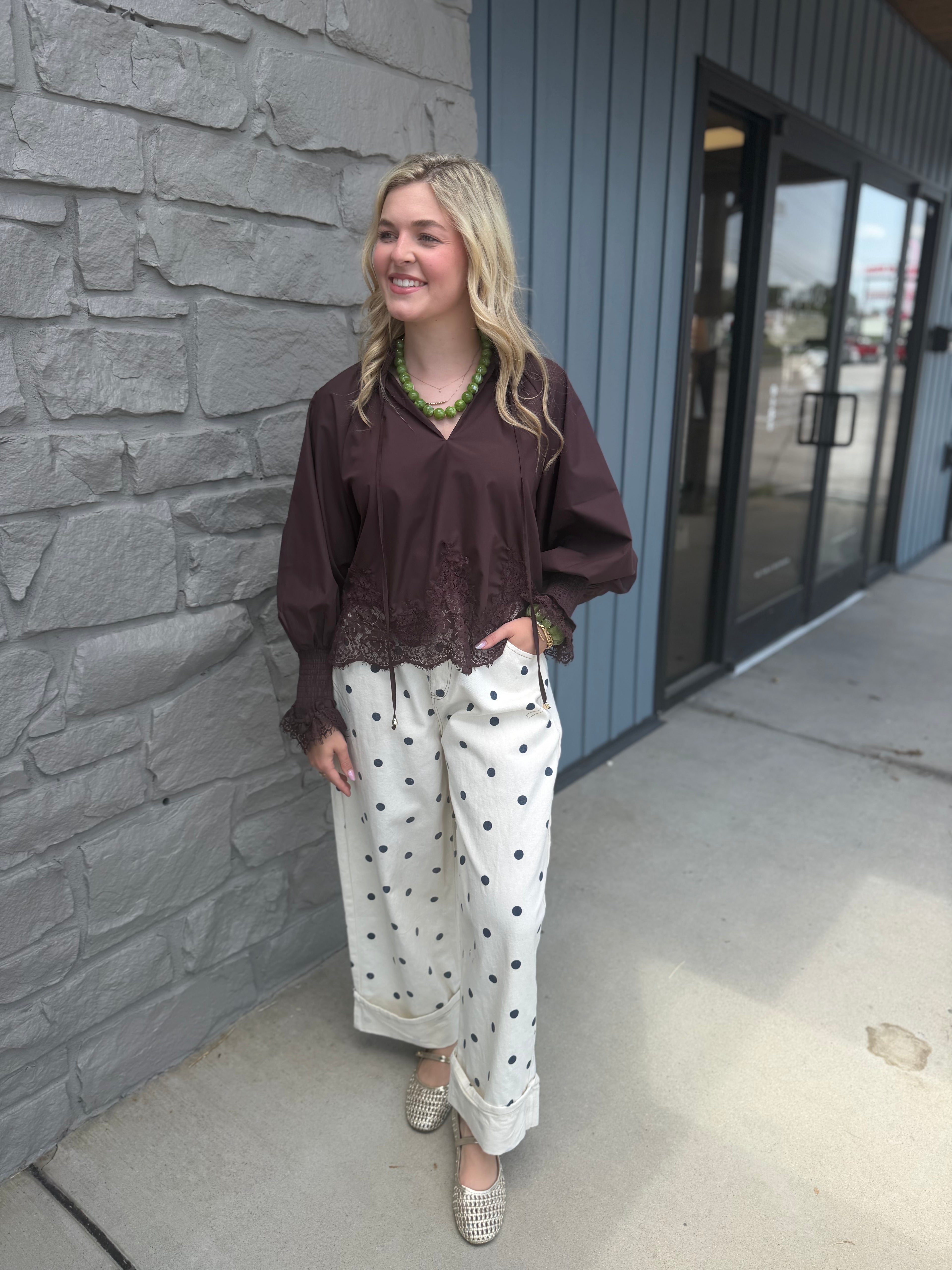 Tyler Lace Long Sleeve - Chocolate