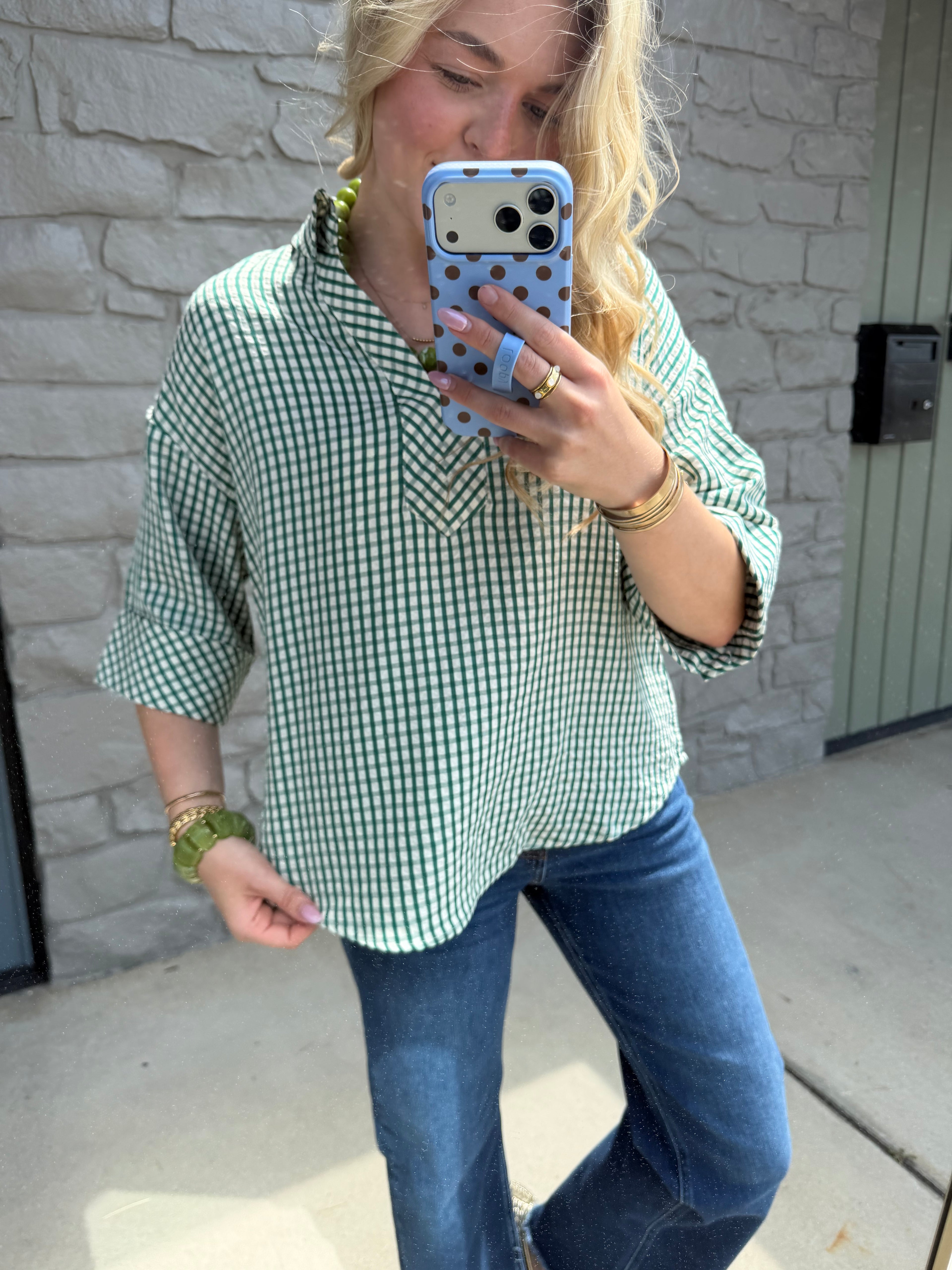 Kate Gingham Top - GRN