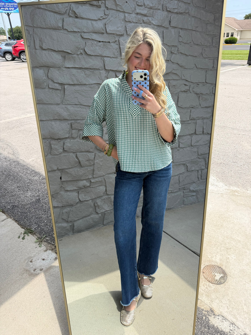 Kate Gingham Top - GRN