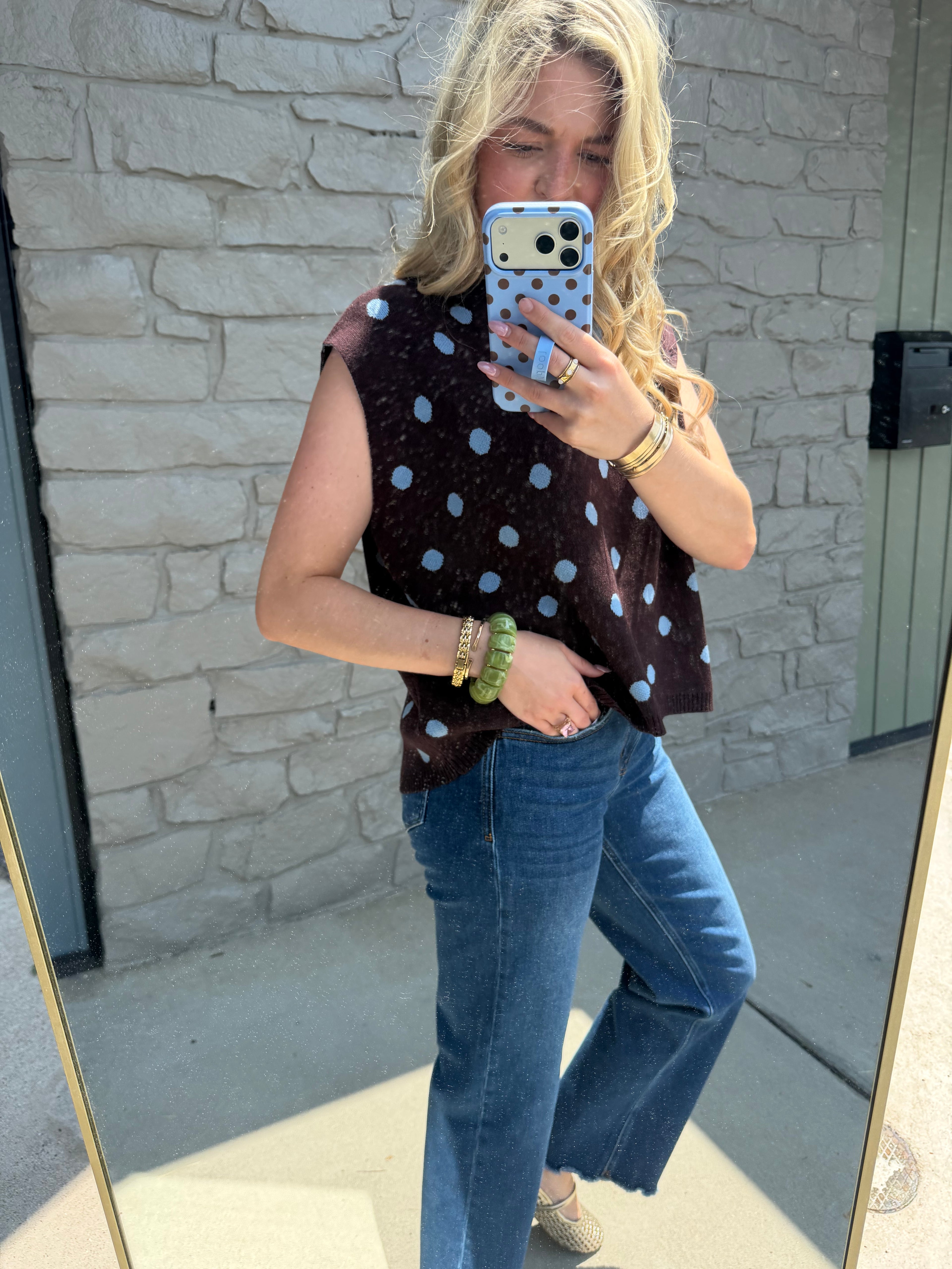 Melanie Polka Dot Sweater Tank