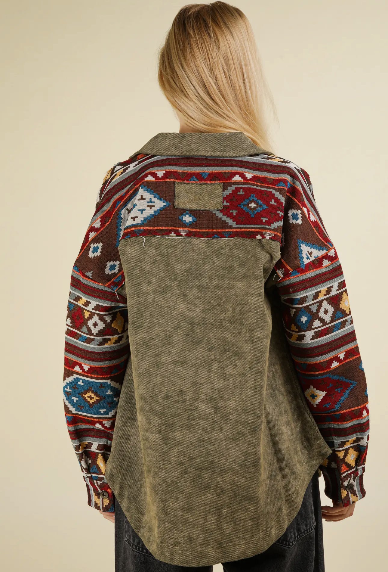 DOORBUSTER Amelia Aztec Shacket - Olive