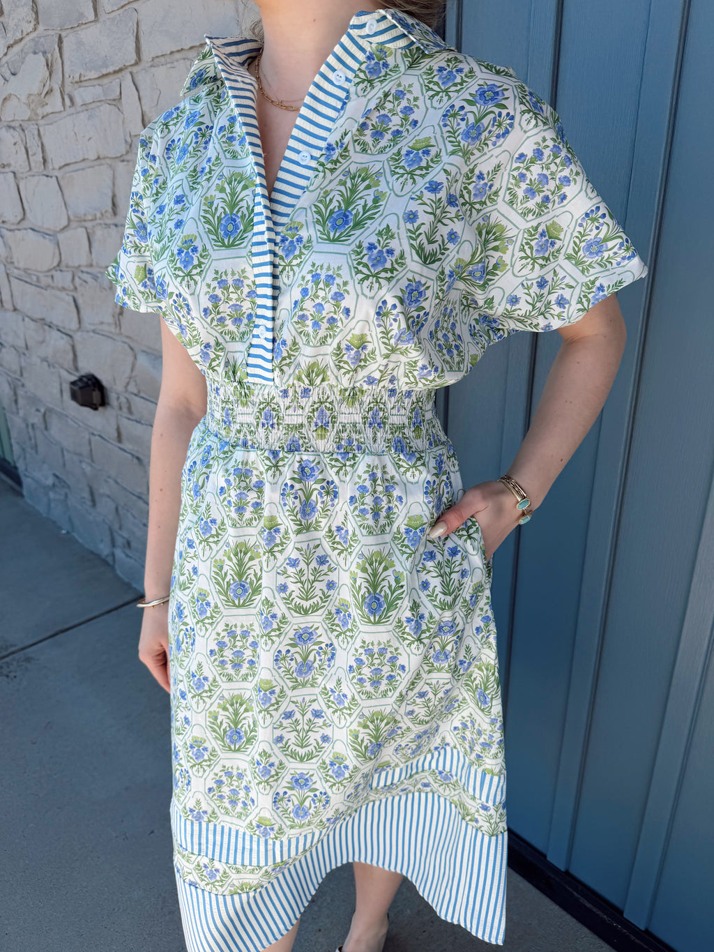 Ivy Midi Dress - GRN/BLUE