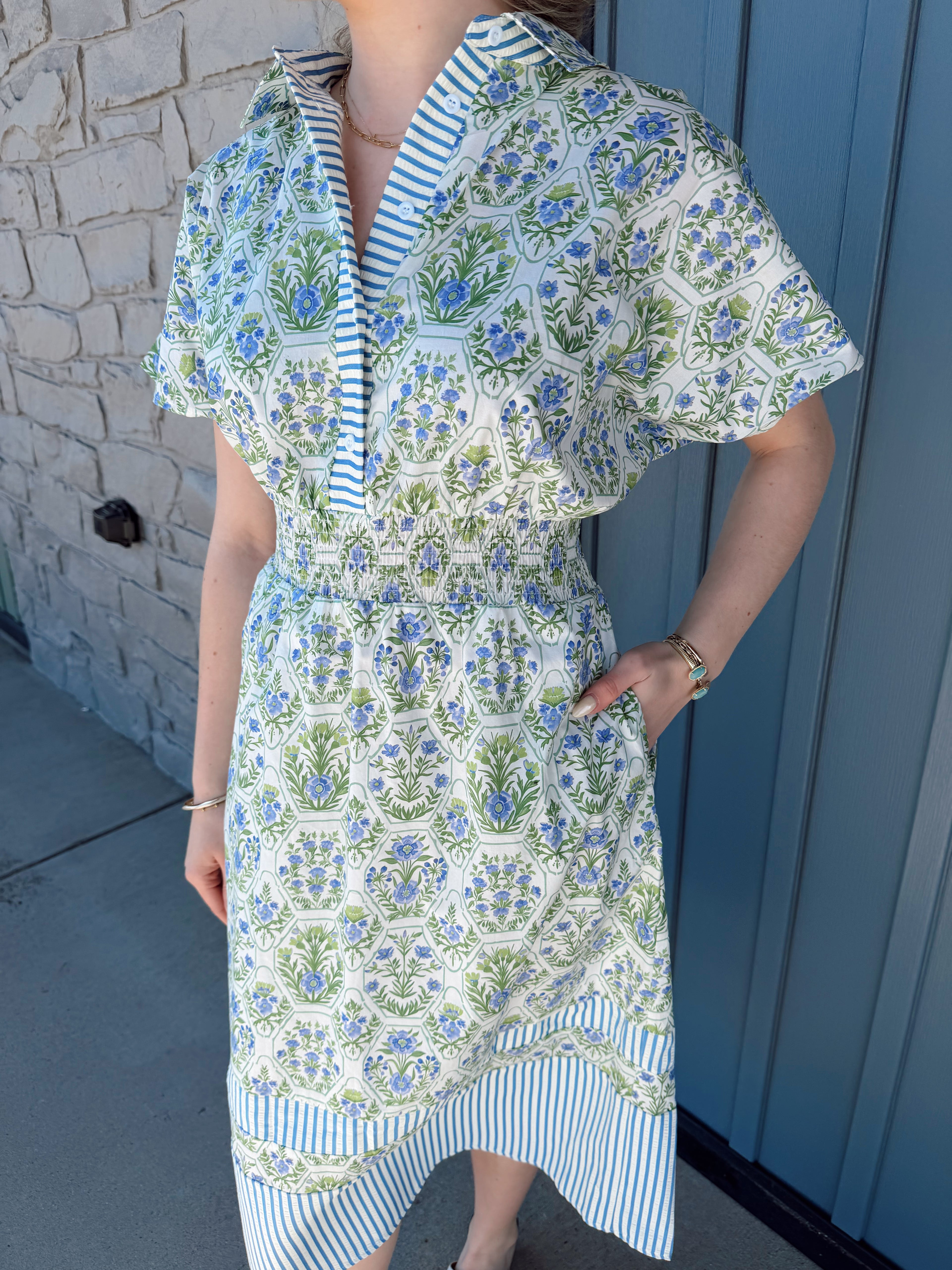 Ivy Midi Dress - GRN/BLUE