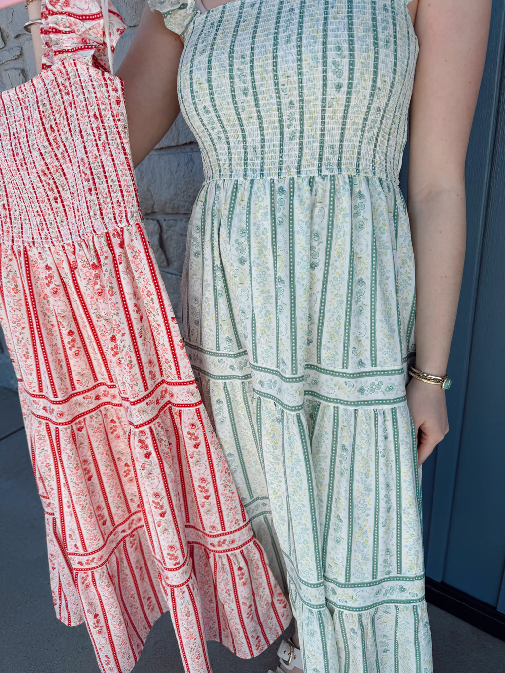Ember Tiered Midi Dress- Green