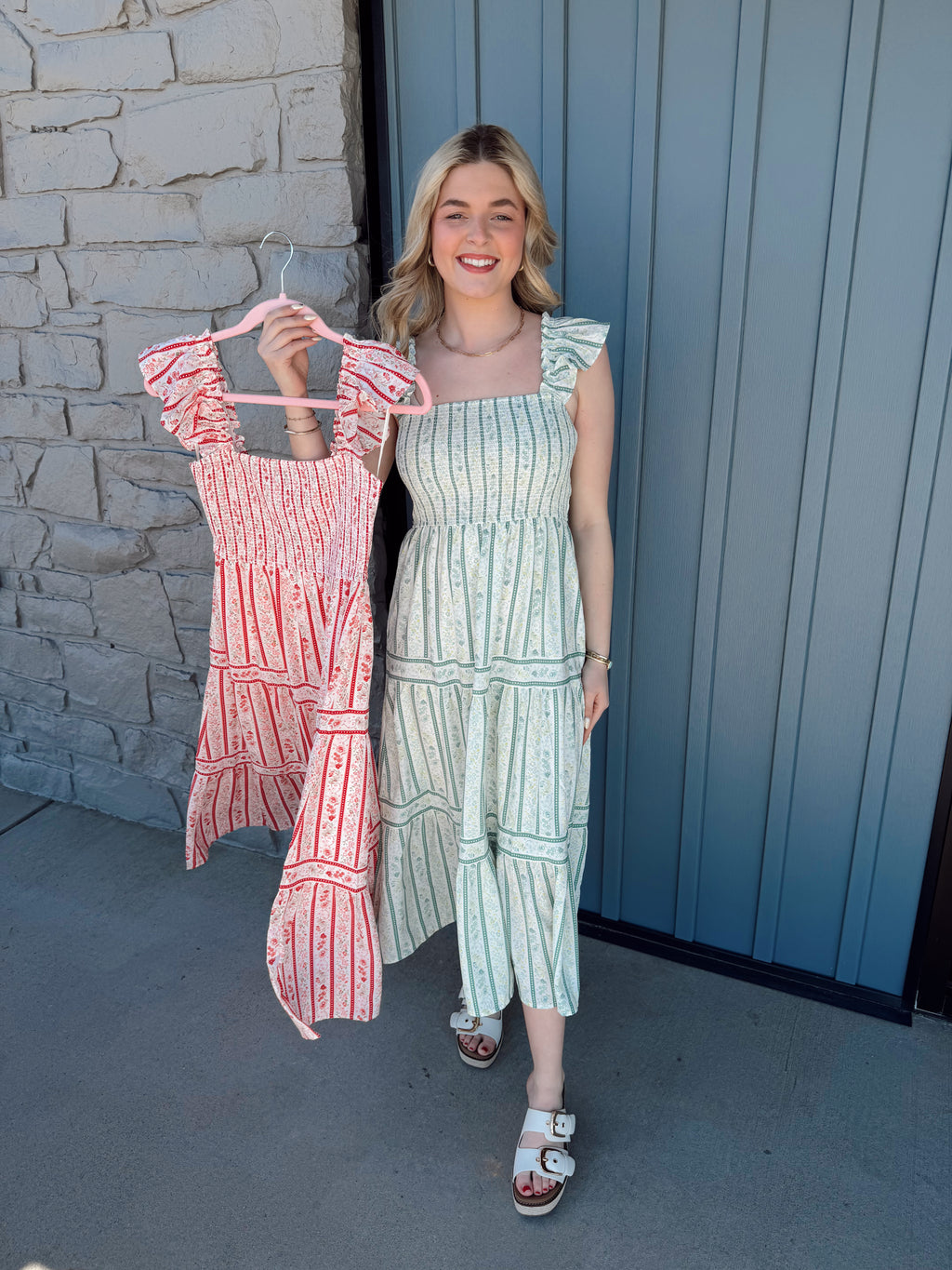 Ember Tiered Midi Dress- Green